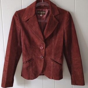 Vintage Split End Ltd Red Mahogany Suede Leather Jacket 7/8 (S)
